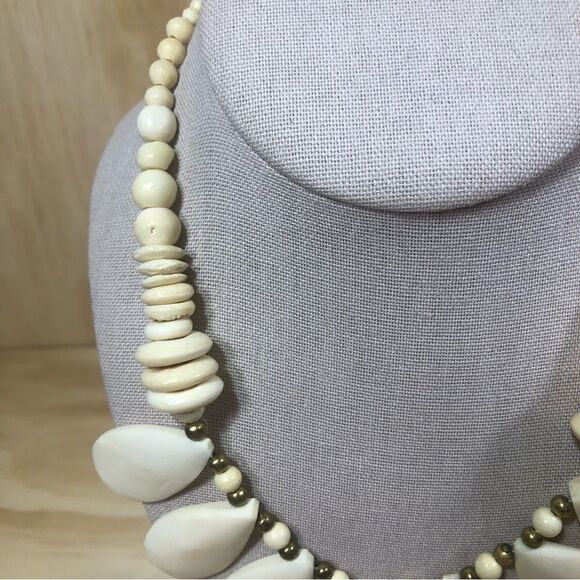 Vintage Unique Teardrop Bone Statement Necklace - Picture 5 of 7